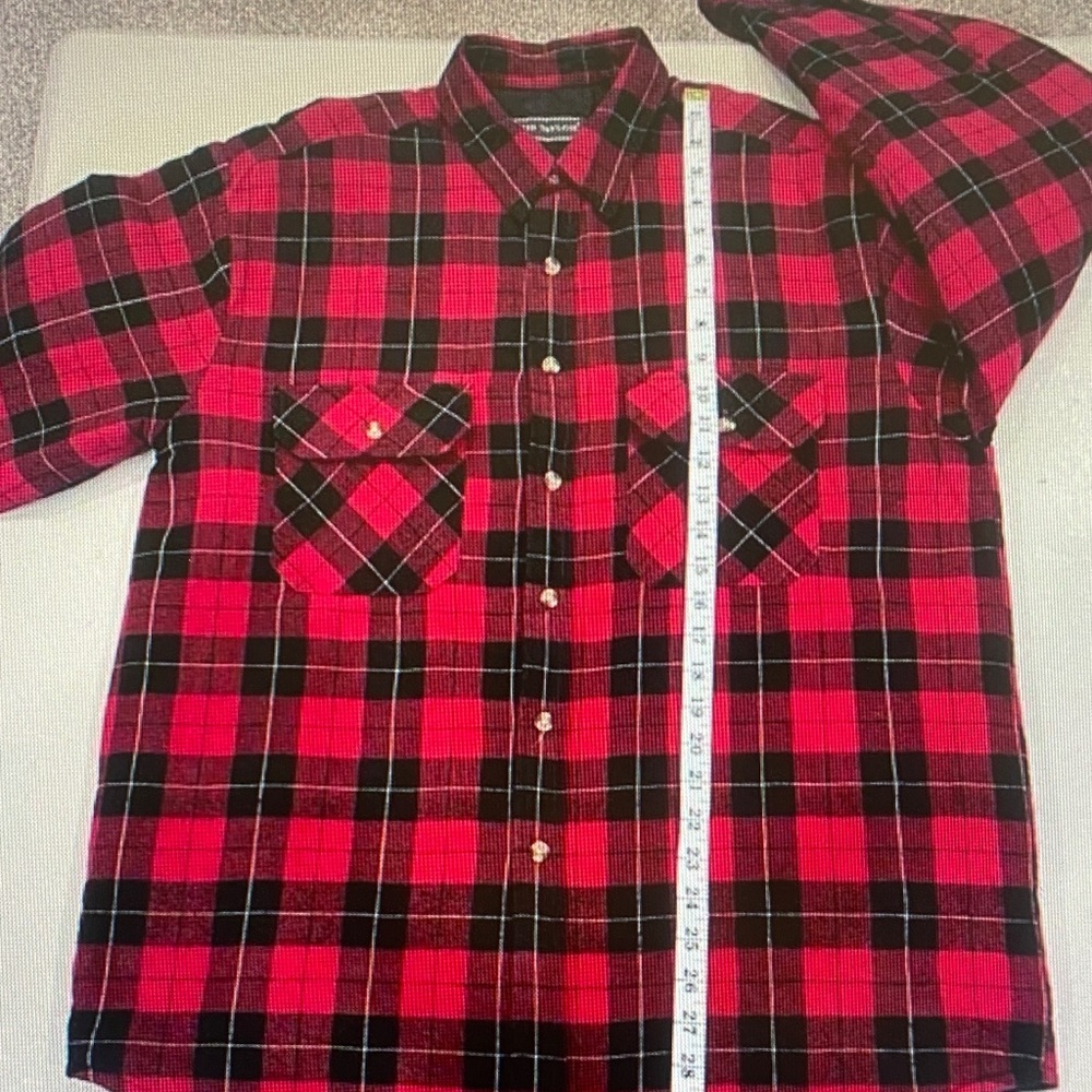 David Taylor Red and Black Plaid Casual Button-Down Shirt